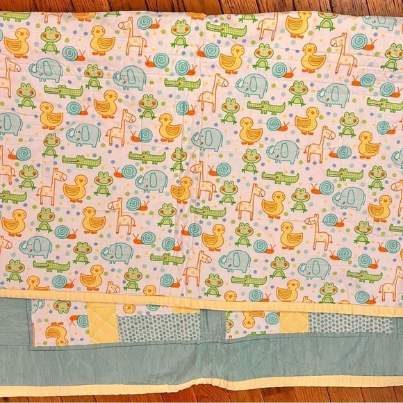 Yellow and teal baby duck with friends quilt - Picture 6 of 6